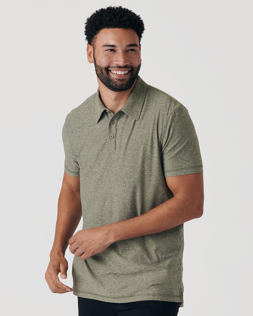 imageTrue Classic Polo Shirts for Men  Mens Polo Shirts Short Sleeve Cotton Dry Fit Golf Shirt for Men Personalized Custom CutHeather Military Green