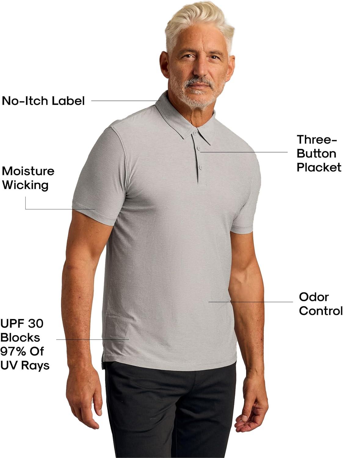 imageTrue Classic Polo Shirts for Men  Mens Polo Shirts Short Sleeve Cotton Dry Fit Golf Shirt for Men Personalized Custom CutLight Gray