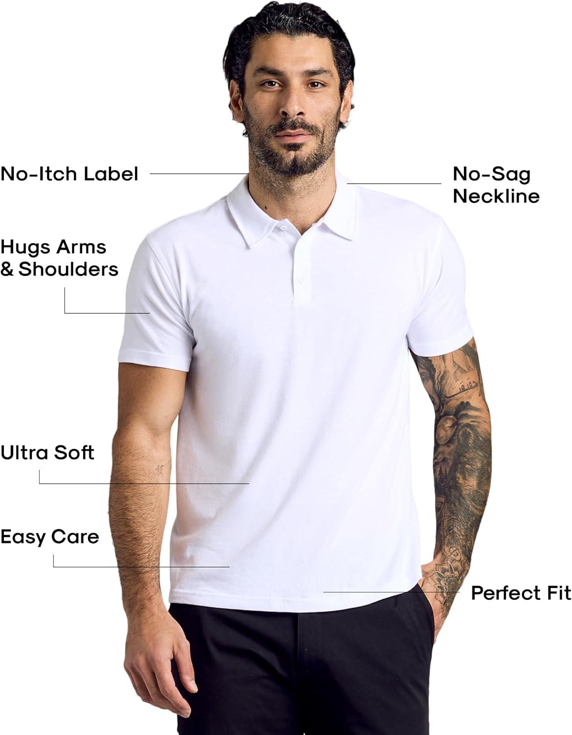 imageTrue Classic Polo Shirts for Men  Mens Polo Shirts Short Sleeve Cotton Dry Fit Golf Shirt for Men Personalized Custom CutSnowdrift