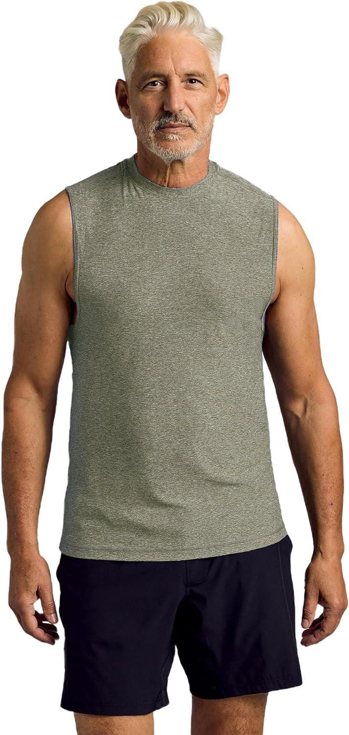 imageTrue Classic Workout Shirts for Men  Mens Shirts ampamp Muscle Shirt for Men Gym Shirts Tank Tops Men and Athletic Base LayerHeather Military Green