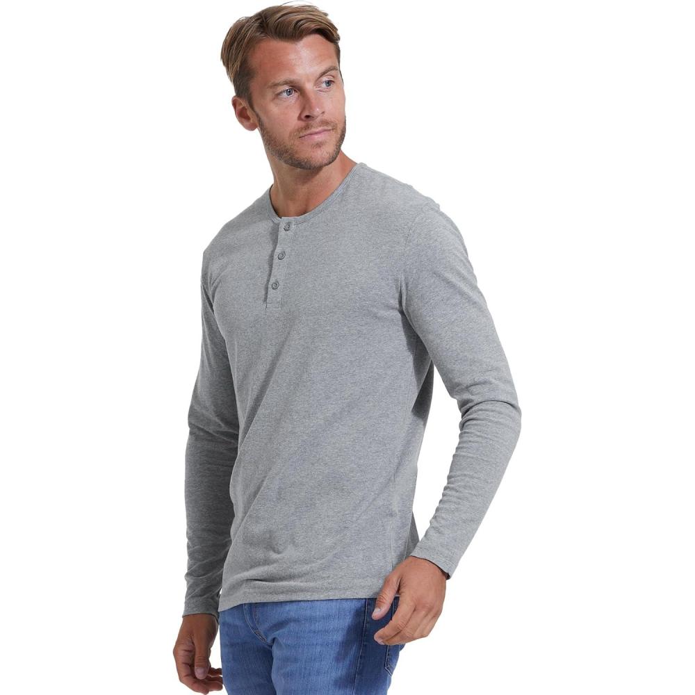 imageTrue Classic Long Sleeve Shirts for Men  Henley Waffle ampamp Crew Neck Long Sleeve T Shirt  Regular and Tall Thermal ShirtsHeather Gray