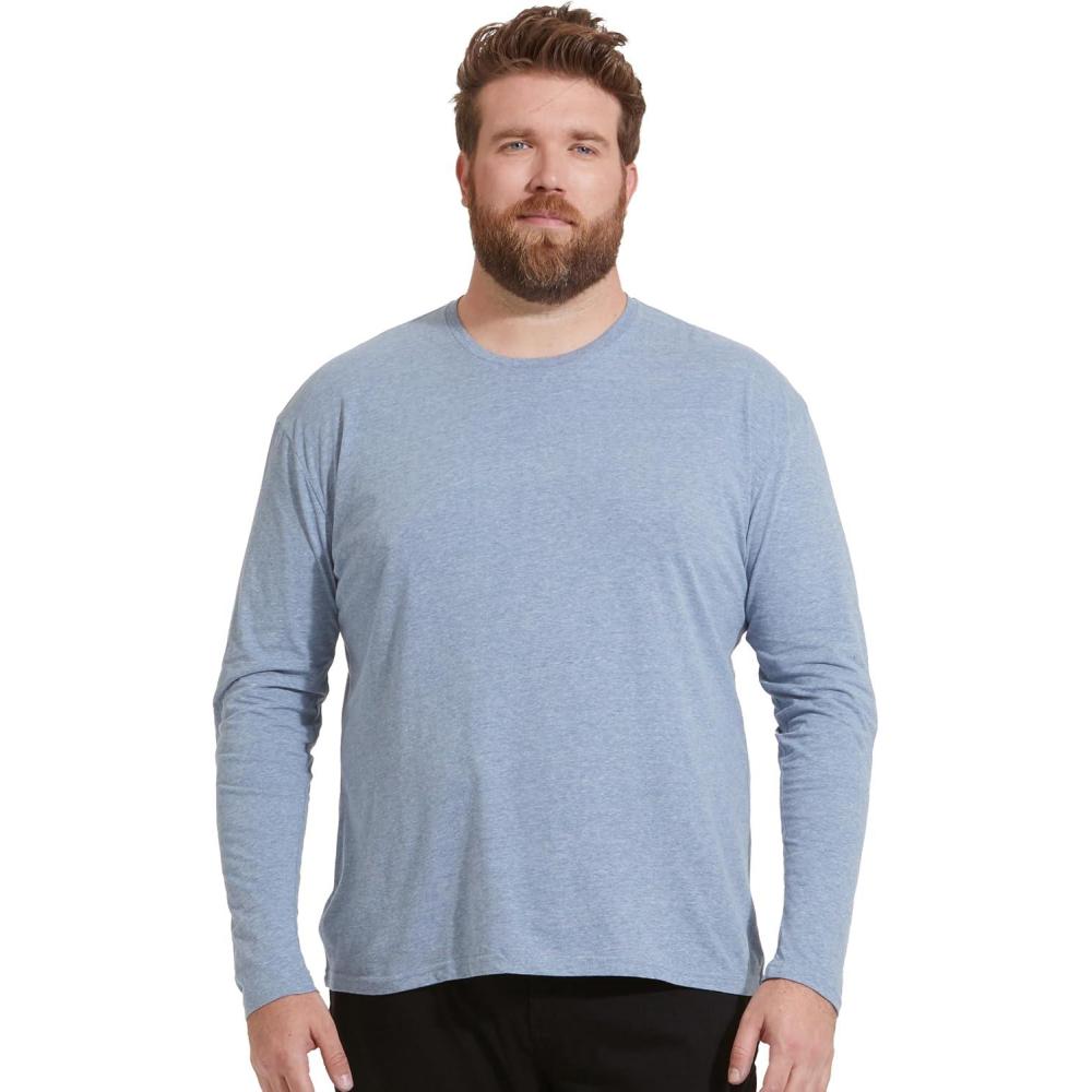 imageTrue Classic Long Sleeve Shirts for Men  Henley Waffle ampamp Crew Neck Long Sleeve T Shirt  Regular and Tall Thermal ShirtsHeather Indigo