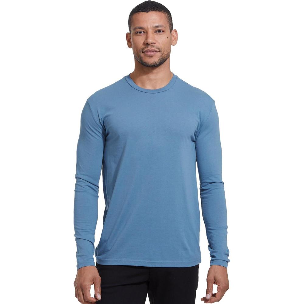 imageTrue Classic Long Sleeve Shirts for Men  Henley Waffle ampamp Crew Neck Long Sleeve T Shirt  Regular and Tall Thermal ShirtsIndigo