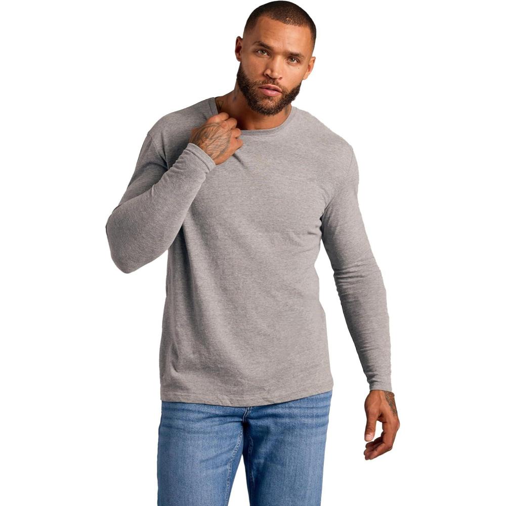 imageTrue Classic Long Sleeve Shirts for Men  Henley Waffle ampamp Crew Neck Long Sleeve T Shirt  Regular and Tall Thermal ShirtsLight Gray