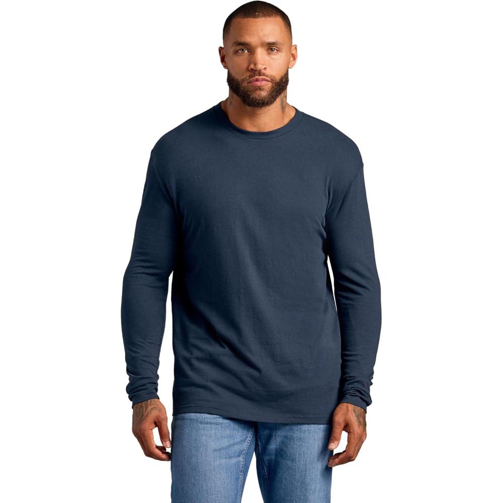 imageTrue Classic Long Sleeve Shirts for Men  Henley Waffle ampamp Crew Neck Long Sleeve T Shirt  Regular and Tall Thermal ShirtsMidnight Blue