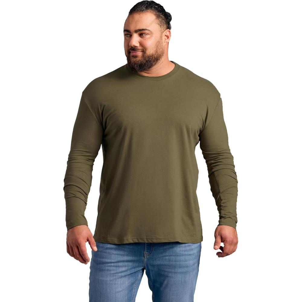 imageTrue Classic Long Sleeve Shirts for Men  Henley Waffle ampamp Crew Neck Long Sleeve T Shirt  Regular and Tall Thermal ShirtsRanger Green