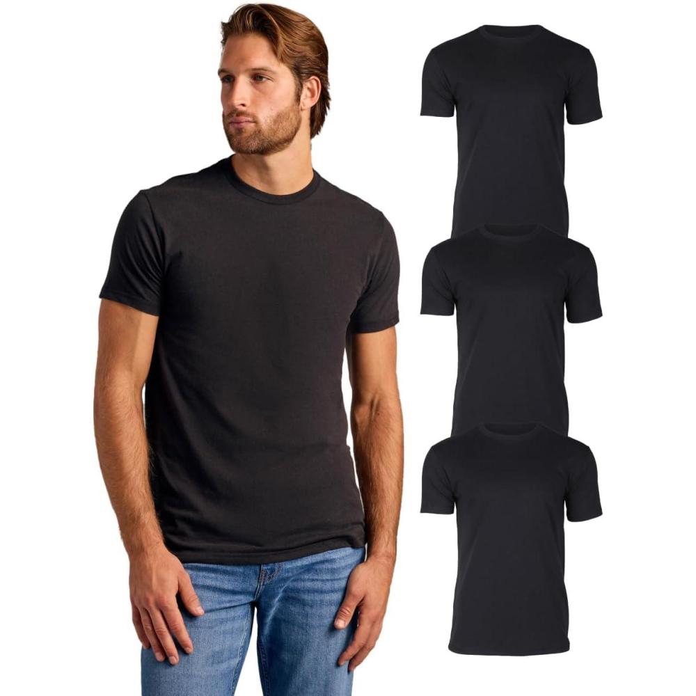 imageTrue Classic Mens TShirts  Short Sleeve Crew Neck T Shirts for Man Cotton Blend Plain Novelty Mens TShirtsBlack 3pack