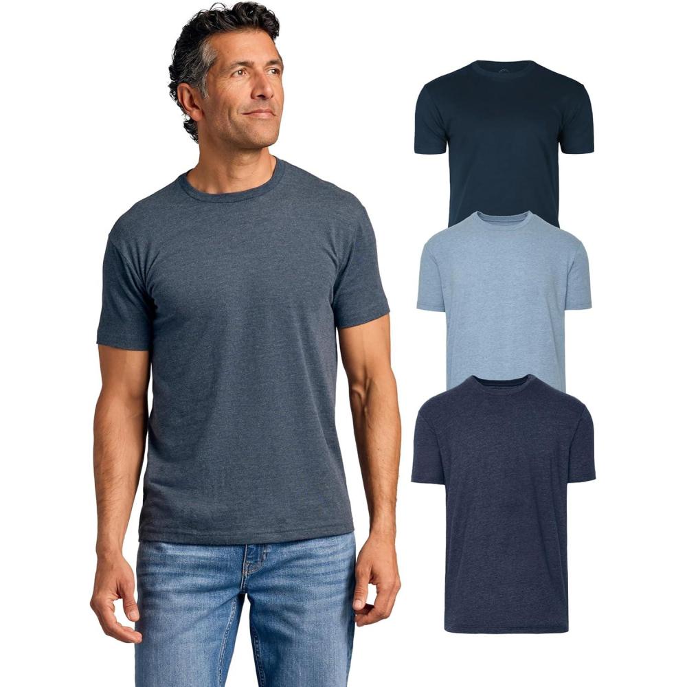 imageTrue Classic Mens TShirts  Short Sleeve Crew Neck T Shirts for Man Cotton Blend Plain Novelty Mens TShirtsBlues 3pack