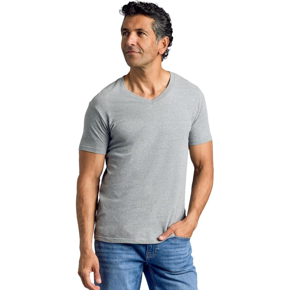 imageTrue Classic Mens V Neck T Shirts  Cotton V Neck Shirts for Men VNeck Mens TShirts and Undershirts for Men PackSinglesHeather Gray