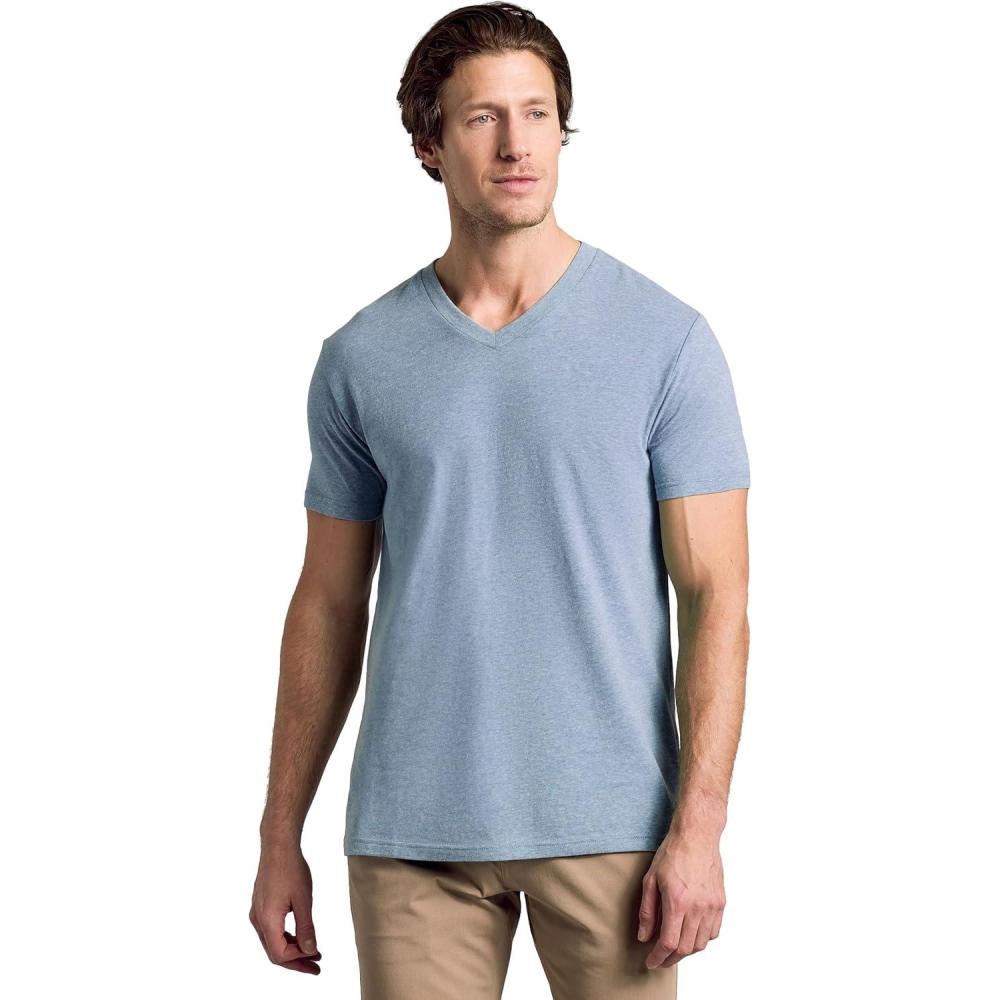 imageTrue Classic Mens V Neck T Shirts  Cotton V Neck Shirts for Men VNeck Mens TShirts and Undershirts for Men PackSinglesHeather Indigo