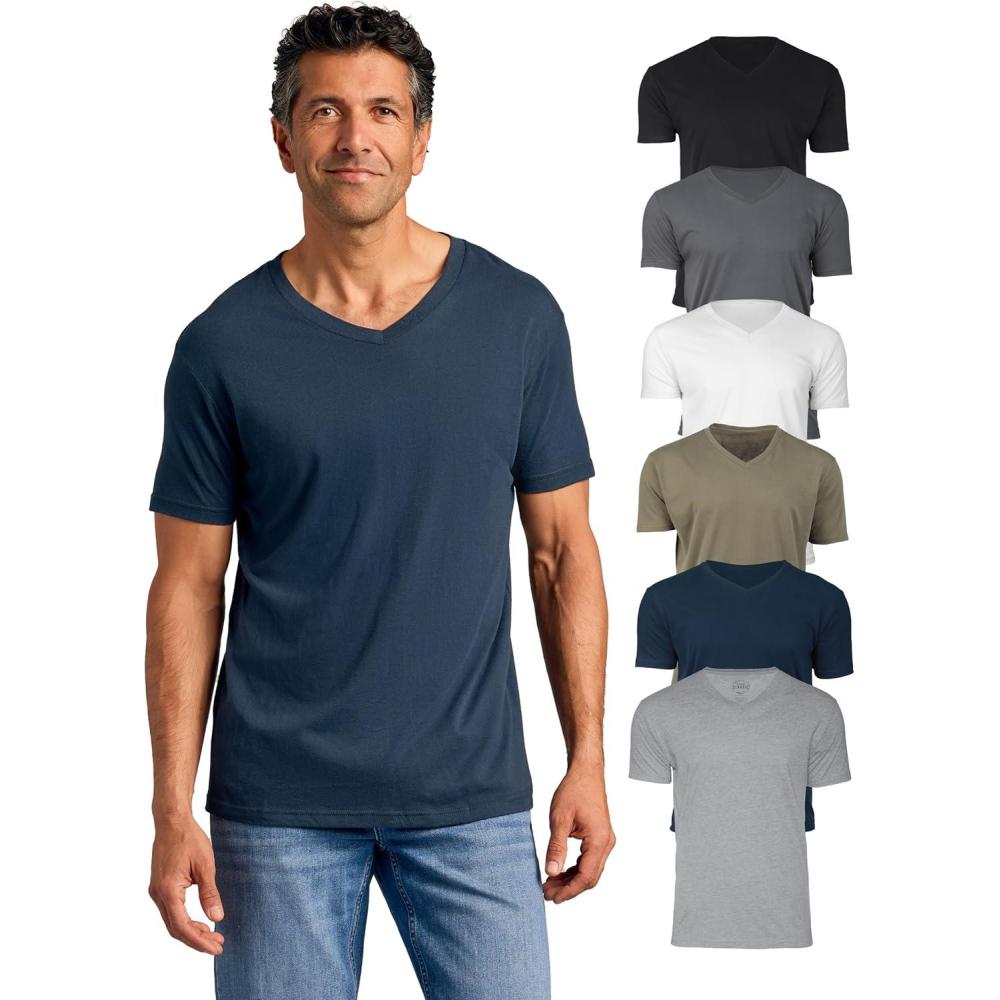 imageTrue Classic Mens V Neck T Shirts  Cotton V Neck Shirts for Men VNeck Mens TShirts and Undershirts for Men PackSinglesStaple 6pack