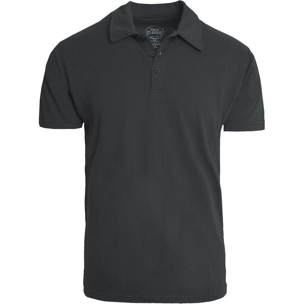 imageTrue Classic Polo Shirts for Men  Mens Polo Shirts Short Sleeve Cotton Dry Fit Golf Shirt for Men Personalized Custom CutCarbon