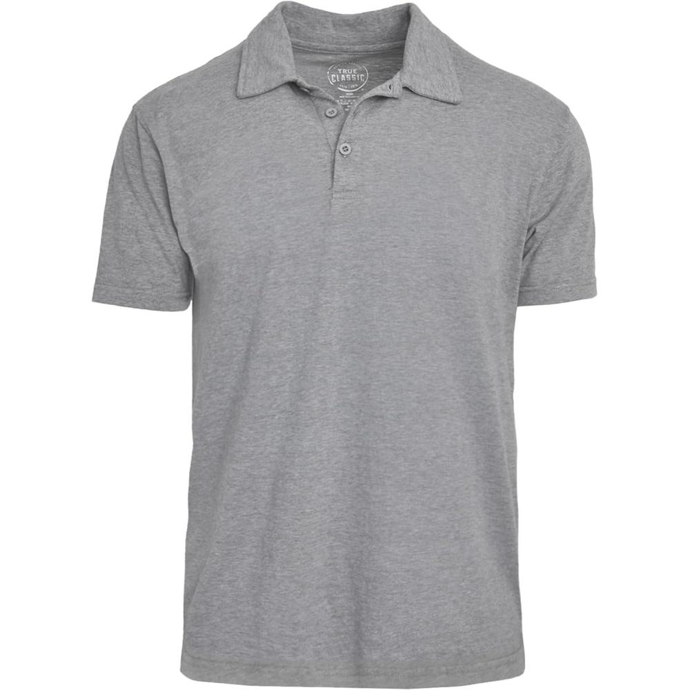 imageTrue Classic Polo Shirts for Men  Mens Polo Shirts Short Sleeve Cotton Dry Fit Golf Shirt for Men Personalized Custom CutHeather Gray
