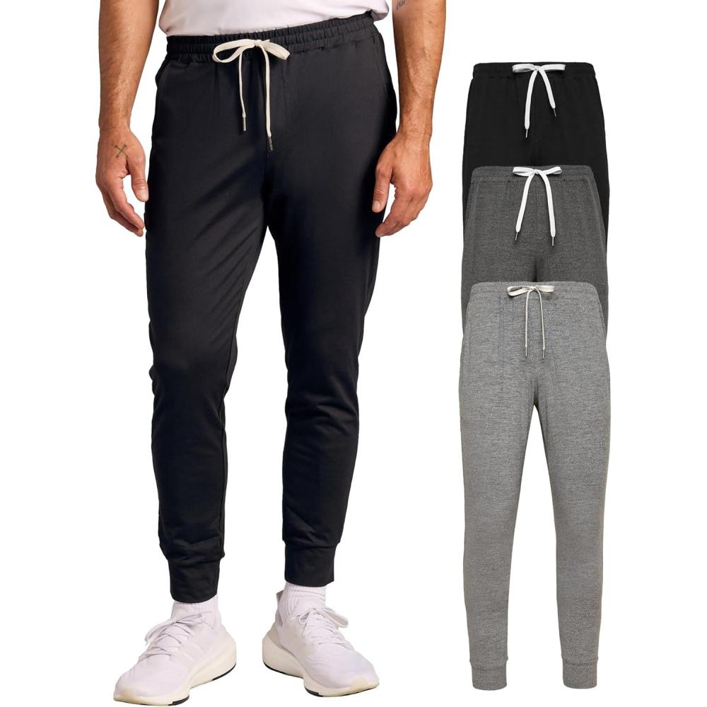 imageTrue Classic Sweatpants for Men  Joggers for Men with Pockets Novelty Fleece ampamp Breathable 4Way Stretch Mens Sweat PantsSlate 3pack