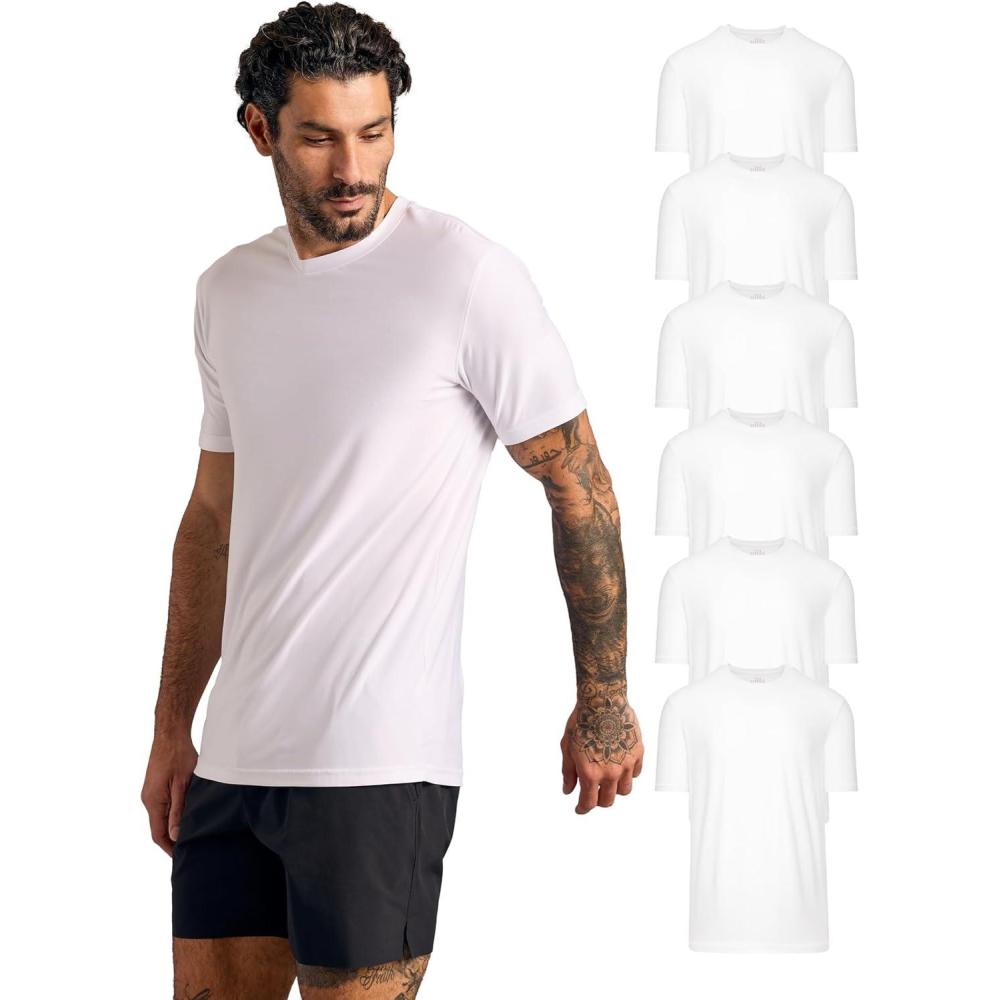 imageTrue Classic Workout Shirts for Men  Mens Shirts ampamp Muscle Shirt for Men Gym Shirts Tank Tops Men and Athletic Base LayerWhite 6pack