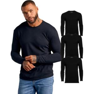 imageTrue Classic Long Sleeve Shirts for Men  Henley Waffle ampamp Crew Neck Long Sleeve T Shirt  Regular and Tall Thermal ShirtsBlack 3pack