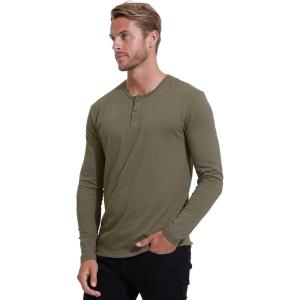 imageTrue Classic Long Sleeve Shirts for Men  Henley Waffle ampamp Crew Neck Long Sleeve T Shirt  Regular and Tall Thermal ShirtsMilitary Green