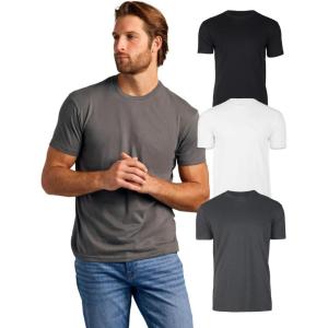 imageTrue Classic Mens TShirts  Short Sleeve Crew Neck T Shirts for Man Cotton Blend Plain Novelty Mens TShirtsBlackCarbonWhite 3pack