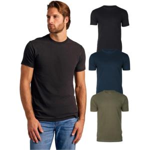 imageTrue Classic Mens TShirts  Short Sleeve Crew Neck T Shirts for Man Cotton Blend Plain Novelty Mens TShirtsBlackMilitary GreenNavy 3pack