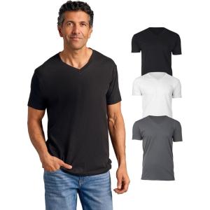imageTrue Classic Mens V Neck T Shirts  Cotton V Neck Shirts for Men VNeck Mens TShirts and Undershirts for Men PackSinglesBlackCarbonWhite 3pack