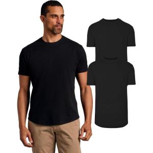 imageTrue Classic Mens TShirts  Curved Hem Tee Mens Hipster Shirts for Men Long Tail T Shirts for Man Drop Cut LoungeSleepBlack 2pack