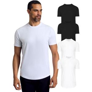 imageTrue Classic Mens TShirts  Curved Hem Tee Mens Hipster Shirts for Men Long Tail T Shirts for Man Drop Cut LoungeSleepBlackWhite 4pack
