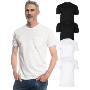 imageTrue Classic Mens TShirts  Pocket T Shirts for Men Mens Pocket Tee Shirts Multipack Cotton Crew Neck Work T Shirt for MenBlackWhite 4pack