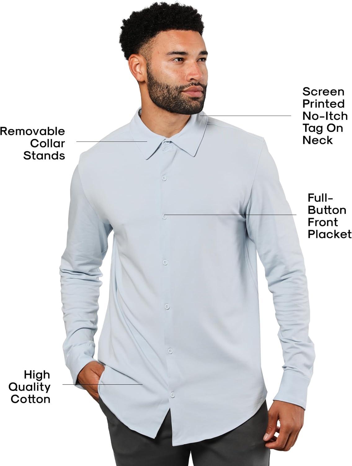 imageTrue Classic Long Sleeve Shirts for Men  Casual Mens Dress Shirts Stretch Button Down Shirt Men Slim ampamp Relaxed FitsPale Blue