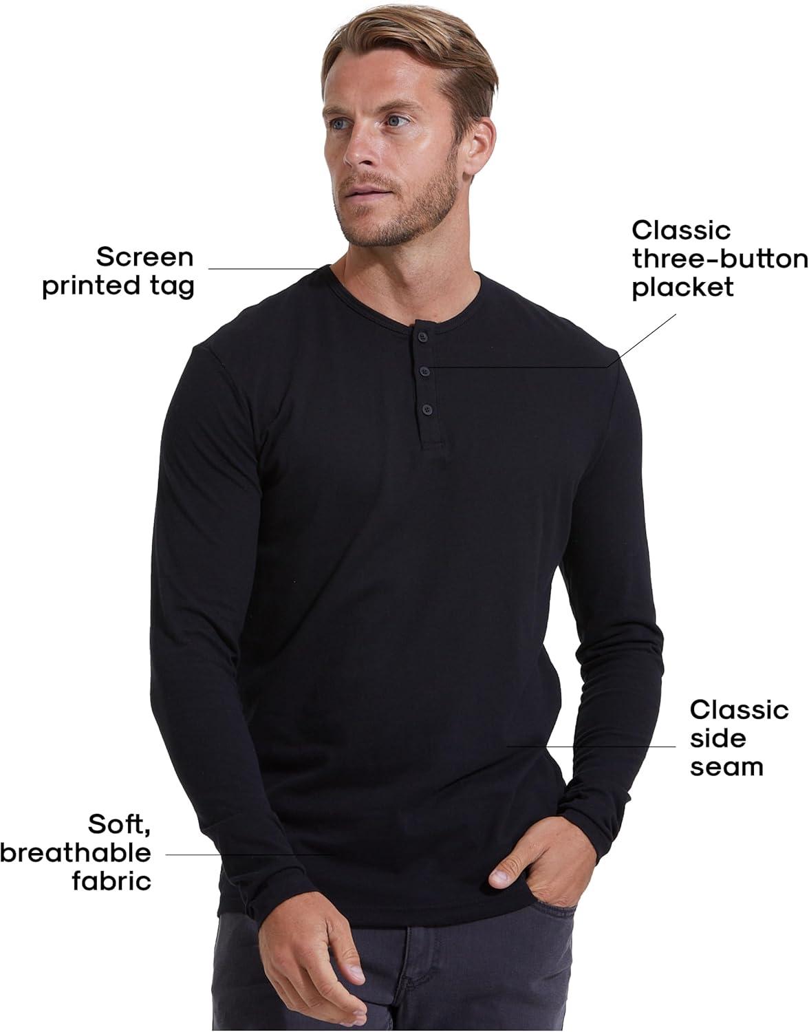 imageTrue Classic Long Sleeve Shirts for Men  Mens Long Sleeve TeeShirts Henley Shirts for Men and WaffleKnit Thermal TShirtsBlack