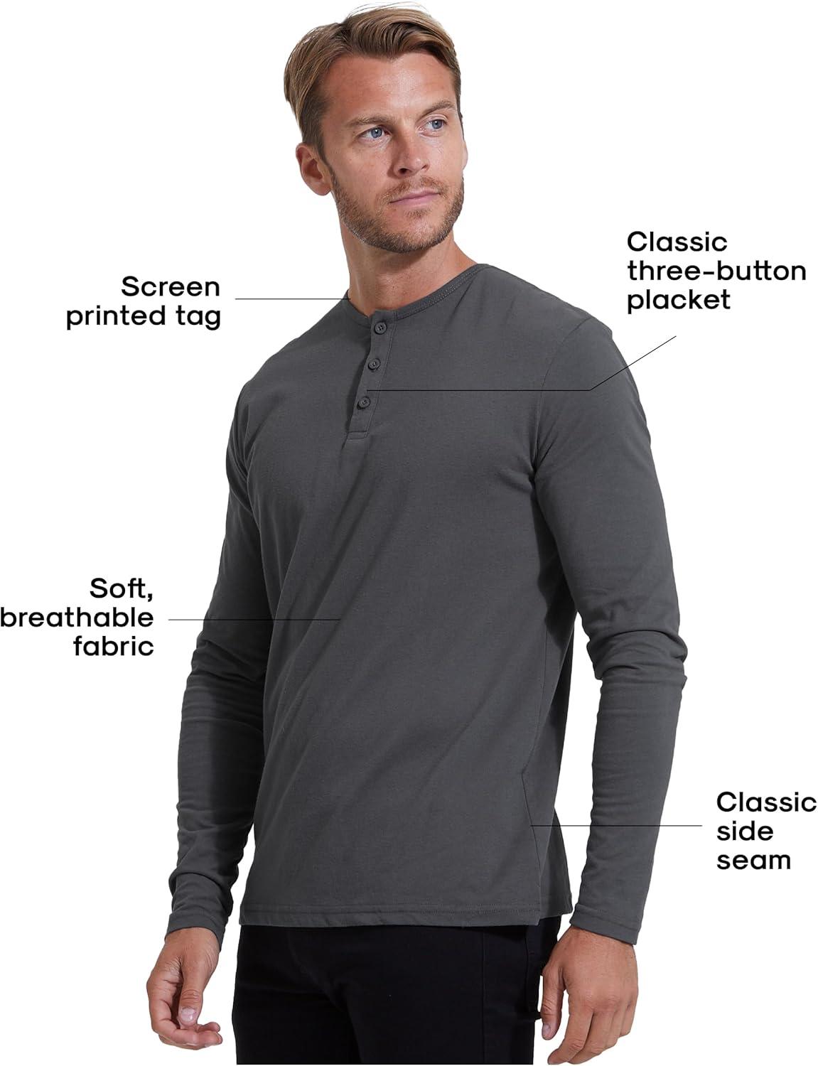 imageTrue Classic Long Sleeve Shirts for Men  Mens Long Sleeve TeeShirts Henley Shirts for Men and WaffleKnit Thermal TShirtsCarbon
