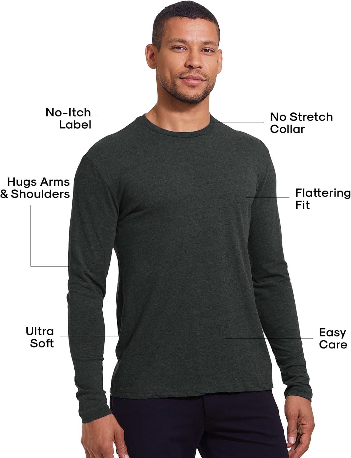 imageTrue Classic Long Sleeve Shirts for Men  Mens Long Sleeve TeeShirts Henley Shirts for Men and WaffleKnit Thermal TShirtsCharcoal Heather Gray