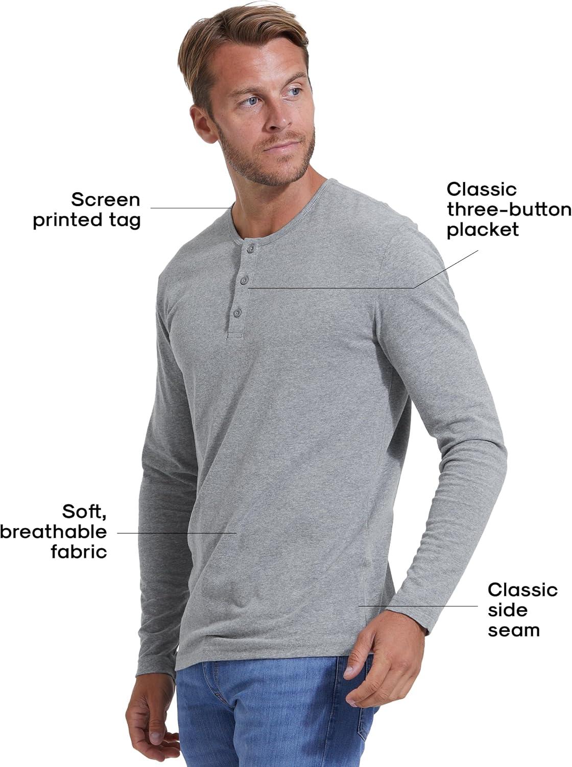 imageTrue Classic Long Sleeve Shirts for Men  Mens Long Sleeve TeeShirts Henley Shirts for Men and WaffleKnit Thermal TShirtsHeather Gray