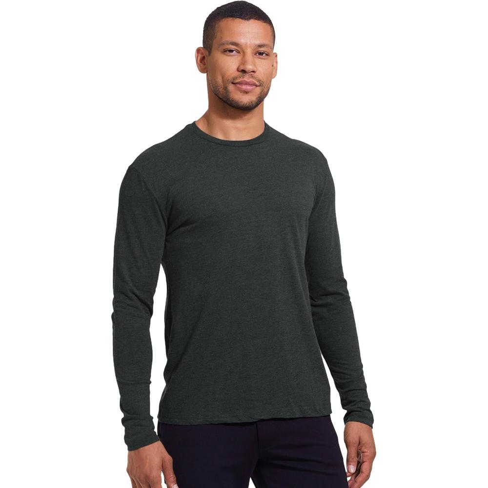 imageTrue Classic Long Sleeve Shirts for Men  Mens Long Sleeve TeeShirts Henley Shirts for Men and WaffleKnit Thermal TShirtsCharcoal Heather Gray