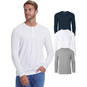 imageTrue Classic Long Sleeve Shirts for Men  Henley Waffle ampamp Crew Neck Long Sleeve T Shirt  Regular and Tall Thermal ShirtsHeather GrayNavyWhite 3pack